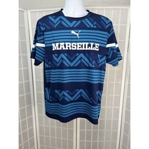 Puma Prematch Crew Neck Short Sleeve Soccer Jersey Men’s Blue Size Large